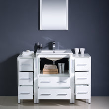 Load image into Gallery viewer, Fresca Torino 48&quot; White Modern Bathroom Vanity w/ 2 Side Cabinets &amp; Integrated Sink- Fresca