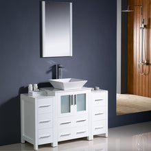 Load image into Gallery viewer, Fresca Torino 48&quot; White Modern Bathroom Vanity w/ 2 Side Cabinets &amp; Vessel Sink- Fresca