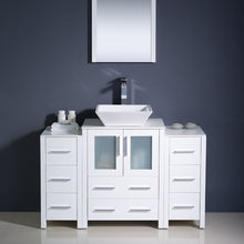 Load image into Gallery viewer, Fresca Torino 48&quot; White Modern Bathroom Vanity w/ 2 Side Cabinets &amp; Vessel Sink- Fresca