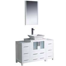 Load image into Gallery viewer, Fresca Torino 48&quot; White Modern Bathroom Vanity w/ 2 Side Cabinets &amp; Vessel Sink- Fresca