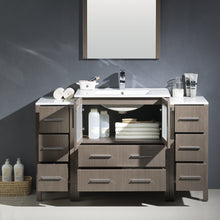 Load image into Gallery viewer, Fresca Torino 54&quot; Gray Oak Modern Bathroom Vanity w/ 2 Side Cabinets &amp; Integrated Sink- Fresca