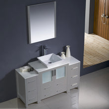 Load image into Gallery viewer, Fresca Torino 54&quot; Gray Modern Bathroom Vanity w/ 2 Side Cabinets &amp; Vessel Sink- Fresca