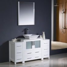 Load image into Gallery viewer, Fresca Torino 54&quot; White Modern Bathroom Vanity w/ 2 Side Cabinets &amp; Vessel Sink- Fresca