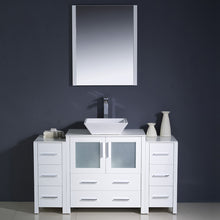 Load image into Gallery viewer, Fresca Torino 54&quot; White Modern Bathroom Vanity w/ 2 Side Cabinets &amp; Vessel Sink- Fresca