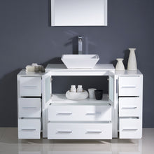 Load image into Gallery viewer, Fresca Torino 54&quot; White Modern Bathroom Vanity w/ 2 Side Cabinets &amp; Vessel Sink- Fresca