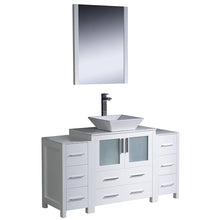 Load image into Gallery viewer, Fresca Torino 54&quot; White Modern Bathroom Vanity w/ 2 Side Cabinets &amp; Vessel Sink- Fresca