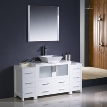 Load image into Gallery viewer, Fresca Torino 60&quot; White Modern Bathroom Vanity w/ 2 Side Cabinets &amp; Vessel Sink- Fresca