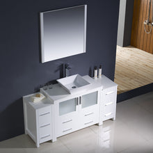 Load image into Gallery viewer, Fresca Torino 60&quot; White Modern Bathroom Vanity w/ 2 Side Cabinets &amp; Vessel Sink- Fresca