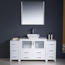 Load image into Gallery viewer, Fresca Torino 60&quot; White Modern Bathroom Vanity w/ 2 Side Cabinets &amp; Vessel Sink- Fresca