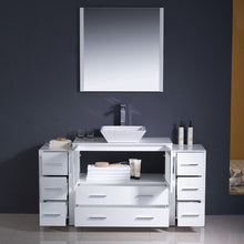 Load image into Gallery viewer, Fresca Torino 60&quot; White Modern Bathroom Vanity w/ 2 Side Cabinets &amp; Vessel Sink- Fresca