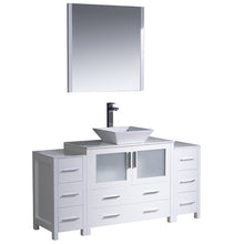 Load image into Gallery viewer, Fresca Torino 60&quot; White Modern Bathroom Vanity w/ 2 Side Cabinets &amp; Vessel Sink- Fresca