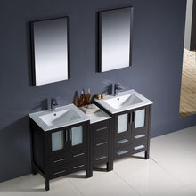 Load image into Gallery viewer, Fresca Torino 60&quot; Espresso Modern Double Sink Bathroom Vanity w/ Side Cabinet &amp; Integrated Sinks- Fresca