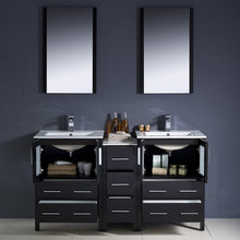 Load image into Gallery viewer, Fresca Torino 60&quot; Espresso Modern Double Sink Bathroom Vanity w/ Side Cabinet &amp; Integrated Sinks- Fresca
