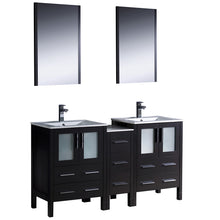 Load image into Gallery viewer, Fresca Torino 60&quot; Espresso Modern Double Sink Bathroom Vanity w/ Side Cabinet &amp; Integrated Sinks- Fresca