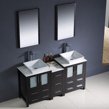Load image into Gallery viewer, Fresca Torino 60&quot; Espresso Modern Double Sink Bathroom Vanity w/ Side Cabinet &amp; Vessel Sinks- Fresca