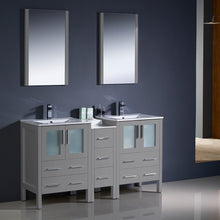 Load image into Gallery viewer, Fresca Torino 60&quot; Gray Modern Double Sink Bathroom Vanity w/ Side Cabinet &amp; Integrated Sinks- Fresca