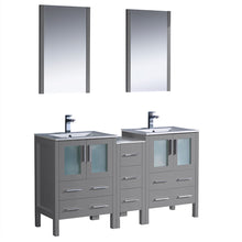 Load image into Gallery viewer, Fresca Torino 60&quot; Gray Modern Double Sink Bathroom Vanity w/ Side Cabinet &amp; Integrated Sinks- Fresca