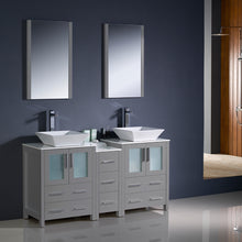 Load image into Gallery viewer, Fresca Torino 60&quot; Gray Modern Double Sink Bathroom Vanity w/ Side Cabinet &amp; Vessel Sinks- Fresca
