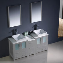 Load image into Gallery viewer, Fresca Torino 60&quot; Gray Modern Double Sink Bathroom Vanity w/ Side Cabinet &amp; Vessel Sinks- Fresca