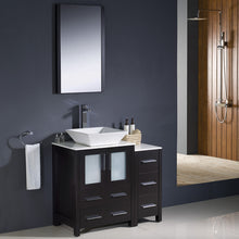 Load image into Gallery viewer, Fresca Torino 36&quot; Espresso Modern Bathroom Vanity w/ Side Cabinet &amp; Vessel Sink- Fresca