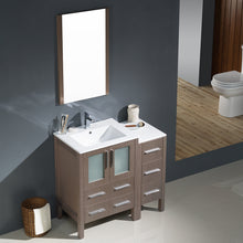 Load image into Gallery viewer, Fresca Torino 36&quot; Gray Oak Modern Bathroom Vanity w/ Side Cabinet &amp; Integrated Sinks- Fresca