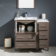 Load image into Gallery viewer, Fresca Torino 36&quot; Gray Oak Modern Bathroom Vanity w/ Side Cabinet &amp; Integrated Sinks- Fresca