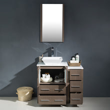 Load image into Gallery viewer, Fresca Torino 36&quot; Gray Oak Modern Bathroom Vanity w/ Side Cabinet &amp; Vessel Sink- Fresca