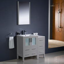 Load image into Gallery viewer, Fresca Torino 36&quot; Gray Modern Bathroom Vanity w/ Side Cabinet &amp; Integrated Sinks- Fresca