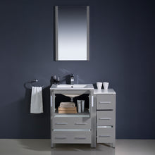Load image into Gallery viewer, Fresca Torino 36&quot; Gray Modern Bathroom Vanity w/ Side Cabinet &amp; Integrated Sinks- Fresca