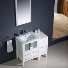 Load image into Gallery viewer, Fresca Torino 36&quot; White Modern Bathroom Vanity w/ Side Cabinet &amp; Integrated Sink- Fresca