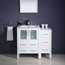 Load image into Gallery viewer, Fresca Torino 36&quot; White Modern Bathroom Vanity w/ Side Cabinet &amp; Integrated Sink- Fresca