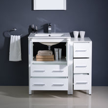 Load image into Gallery viewer, Fresca Torino 36&quot; White Modern Bathroom Vanity w/ Side Cabinet &amp; Integrated Sink- Fresca