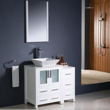 Load image into Gallery viewer, Fresca Torino 36&quot; White Modern Bathroom Vanity w/ Side Cabinet &amp; Vessel Sink- Fresca