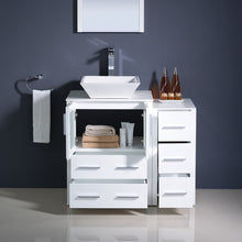 Load image into Gallery viewer, Fresca Torino 36&quot; White Modern Bathroom Vanity w/ Side Cabinet &amp; Vessel Sink- Fresca