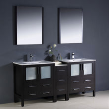 Load image into Gallery viewer, Fresca Torino 72&quot; Espresso Modern Double Sink Bathroom Vanity w/ Side Cabinet &amp; Integrated Sinks- Fresca