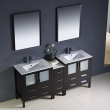 Load image into Gallery viewer, Fresca Torino 72&quot; Espresso Modern Double Sink Bathroom Vanity w/ Side Cabinet &amp; Integrated Sinks- Fresca
