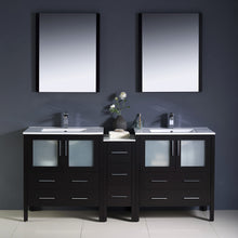 Load image into Gallery viewer, Fresca Torino 72&quot; Espresso Modern Double Sink Bathroom Vanity w/ Side Cabinet &amp; Integrated Sinks- Fresca