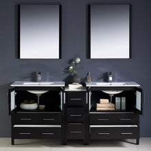 Load image into Gallery viewer, Fresca Torino 72&quot; Espresso Modern Double Sink Bathroom Vanity w/ Side Cabinet &amp; Integrated Sinks- Fresca