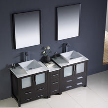 Load image into Gallery viewer, Fresca Torino 72&quot; Espresso Modern Double Sink Bathroom Vanity w/ Side Cabinet &amp; Vessel Sinks- Fresca