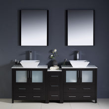 Load image into Gallery viewer, Fresca Torino 72&quot; Espresso Modern Double Sink Bathroom Vanity w/ Side Cabinet &amp; Vessel Sinks- Fresca