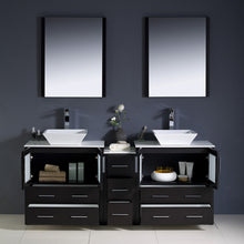 Load image into Gallery viewer, Fresca Torino 72&quot; Espresso Modern Double Sink Bathroom Vanity w/ Side Cabinet &amp; Vessel Sinks- Fresca