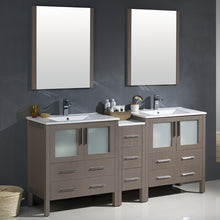 Load image into Gallery viewer, Fresca Torino 72&quot; Gray Oak Modern Double Sink Bathroom Vanity w/ Side Cabinet &amp; Integrated Sinks- Fresca
