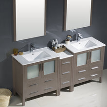 Load image into Gallery viewer, Fresca Torino 72&quot; Gray Oak Modern Double Sink Bathroom Vanity w/ Side Cabinet &amp; Integrated Sinks- Fresca