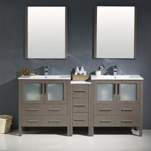 Load image into Gallery viewer, Fresca Torino 72&quot; Gray Oak Modern Double Sink Bathroom Vanity w/ Side Cabinet &amp; Integrated Sinks- Fresca