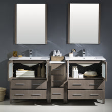 Load image into Gallery viewer, Fresca Torino 72&quot; Gray Oak Modern Double Sink Bathroom Vanity w/ Side Cabinet &amp; Integrated Sinks- Fresca