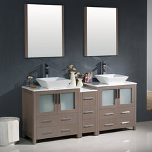 Load image into Gallery viewer, Fresca Torino 72&quot; Gray Oak Modern Double Sink Bathroom Vanity w/ Side Cabinet &amp; Vessel Sinks- Fresca