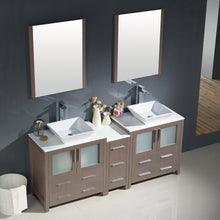 Load image into Gallery viewer, Fresca Torino 72&quot; Gray Oak Modern Double Sink Bathroom Vanity w/ Side Cabinet &amp; Vessel Sinks- Fresca