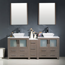 Load image into Gallery viewer, Fresca Torino 72&quot; Gray Oak Modern Double Sink Bathroom Vanity w/ Side Cabinet &amp; Vessel Sinks- Fresca