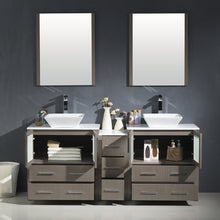 Load image into Gallery viewer, Fresca Torino 72&quot; Gray Oak Modern Double Sink Bathroom Vanity w/ Side Cabinet &amp; Vessel Sinks- Fresca