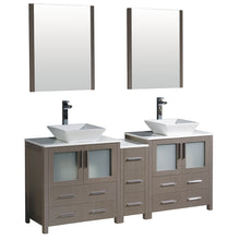 Load image into Gallery viewer, Fresca Torino 72&quot; Gray Oak Modern Double Sink Bathroom Vanity w/ Side Cabinet &amp; Vessel Sinks- Fresca